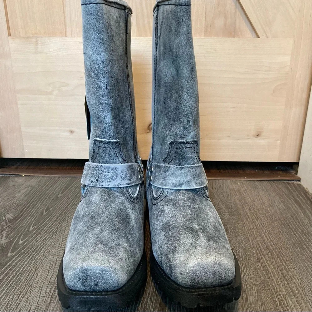 Ride Tecs Mens 13” Stone Wash Leather Harness Boots Size 8.5M NWOB - Picture 5 of 15